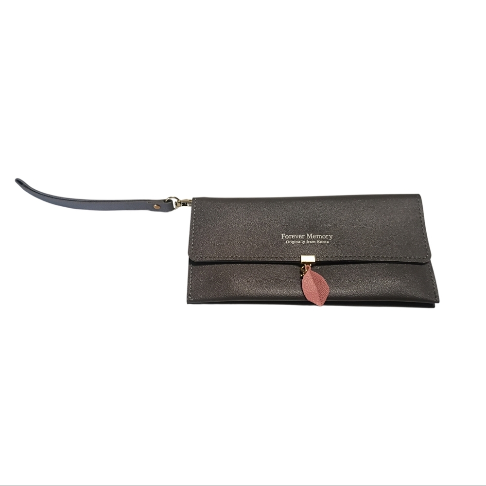 Gray Clutch Wristlet Wallet Forever Young Made In Korea Nwot
